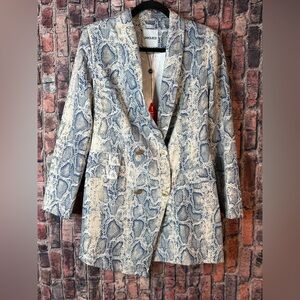 UNIQUE 21 ~ New NWT US8 UK12 Python Snake LUXE Breasted Asymmetric Blazer Dress